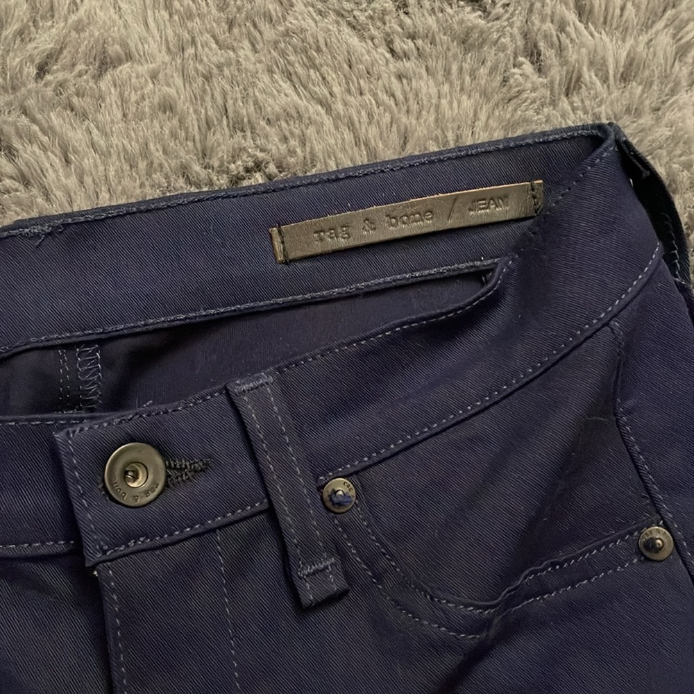 rag & bone Grand Prix Navy and Black Jean with Leather Accents - Picture 4 of 11